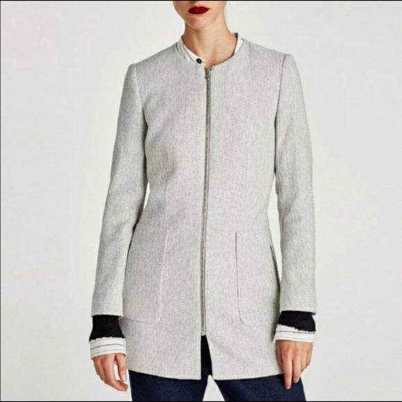 Zara Jackets & Blazers - ✨4X HP✨ NWT Zara herringbone gray frock coat